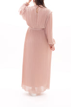 Laden Sie das Bild in den Galerie-Viewer, Plisseekleid Langarm Altrosa