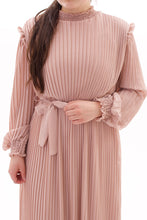 Laden Sie das Bild in den Galerie-Viewer, Plisseekleid Langarm Altrosa