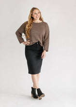 Laden Sie das Bild in den Galerie-Viewer, Jeansrock Midirock Schwarz 66cm