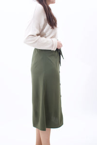 Midirock Paperbag A-Linie mit Knopfleiste Khaki