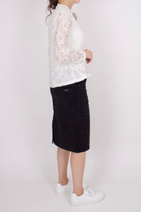 Midi Cordrock Damen Bleistiftrock