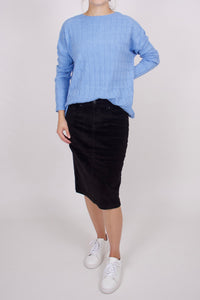 Strickpullover mit Zopfmuster Blau