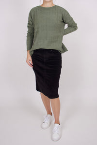 Midi Cordrock Damen Bleistiftrock