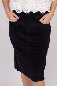 Midi Cordrock Damen Bleistiftrock