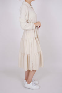 Blusenkleid Midi Beige