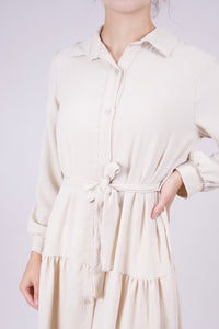 Blusenkleid Midi Beige