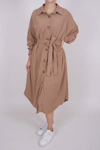 Cord Blusenkleid Midikleid Kamel