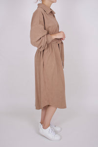 Cord Blusenkleid Midikleid Kamel