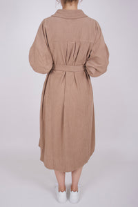 Cord Blusenkleid Midikleid Kamel