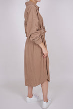 Laden Sie das Bild in den Galerie-Viewer, Cord Blusenkleid Midikleid Kamel
