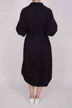 Laden Sie das Bild in den Galerie-Viewer, Cord Blusenkleid Midikleid Schwarz
