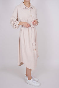 Cord Blusenkleid Midikleid Beige
