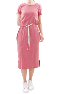 T-Shirtkleid mit Kordelzug Altrosa