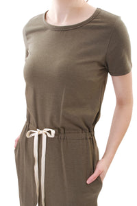 T-Shirtkleid mit Kordelzug Grün