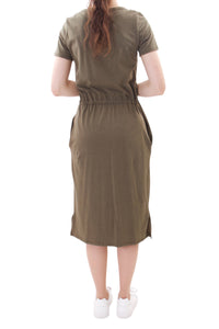T-Shirtkleid mit Kordelzug Grün