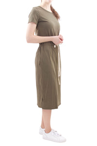 T-Shirtkleid mit Kordelzug Grün