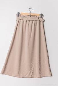 Midirock Paperbag A-Linie mit Knopfleiste Beige
