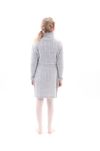 Laden Sie das Bild in den Galerie-Viewer, Strickkleid Grau mit Schleife