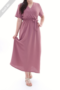 Luftiges Maxikleid Wickeloptik in Altrosa