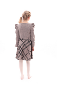 Sweatkleid mit Karomuster Beige