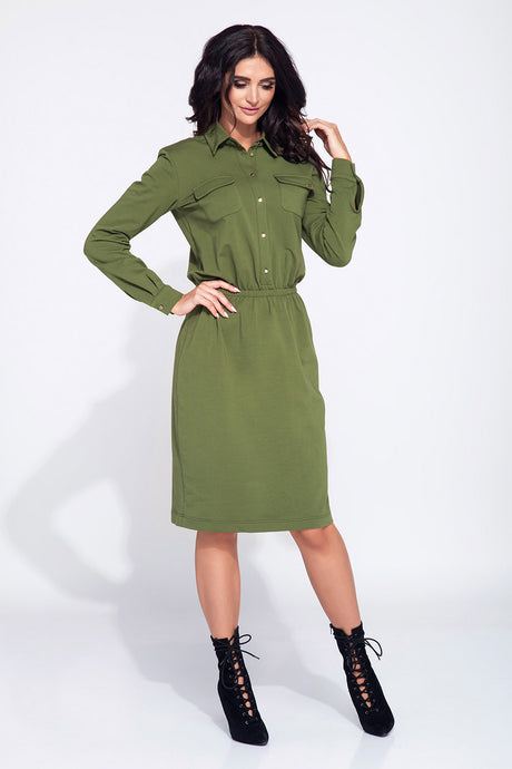 HEMDBLUSENKLEID MIT KNOPFLEISTE Grün
