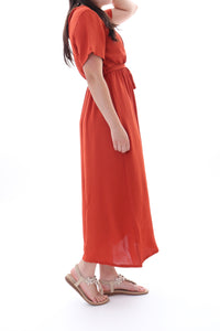 Luftiges Maxikleid Wickeloptik in Orange