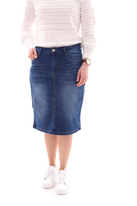 Klassischer Jeansrock Blau Gr. 40+