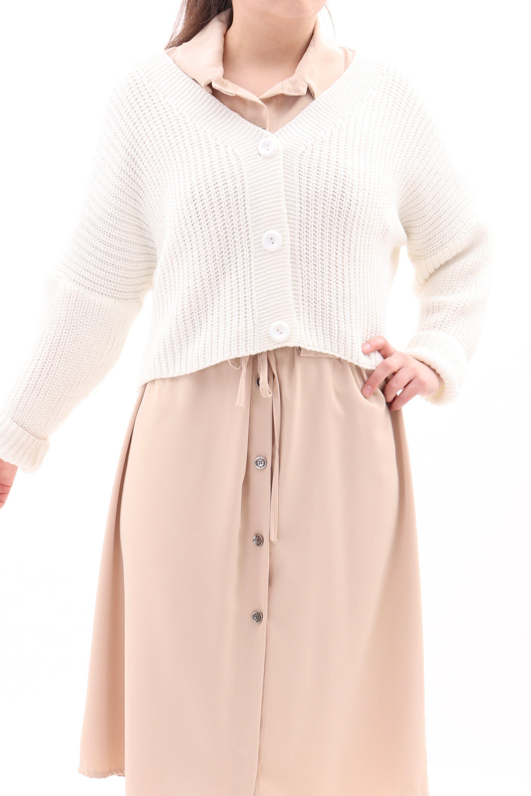 Kurzer Cardigan Strickjacke Weiß ONESIZE