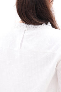 Bluse mit Tüllärmel Weiß