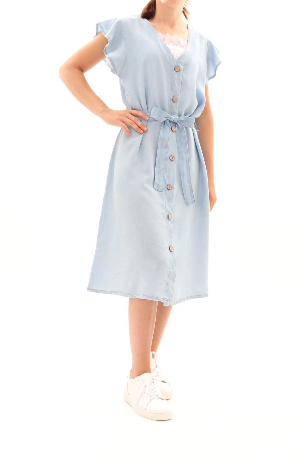 Luftiges Jeanskleid mit Knopfleiste