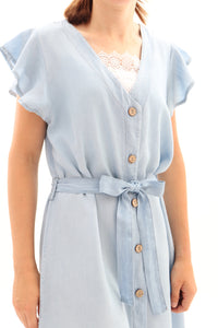 Luftiges Jeanskleid mit Knopfleiste