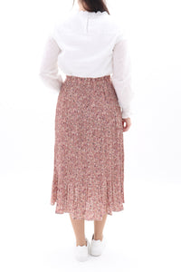 Plisseerock Blumenprint Lang Altrosa ONESIZE