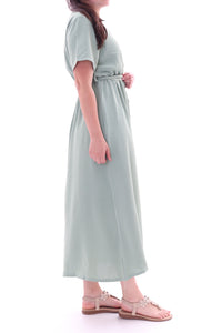 Luftiges Maxikleid Wickeloptik in Grün