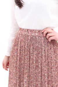 Plisseerock Blumenprint Lang Altrosa ONESIZE