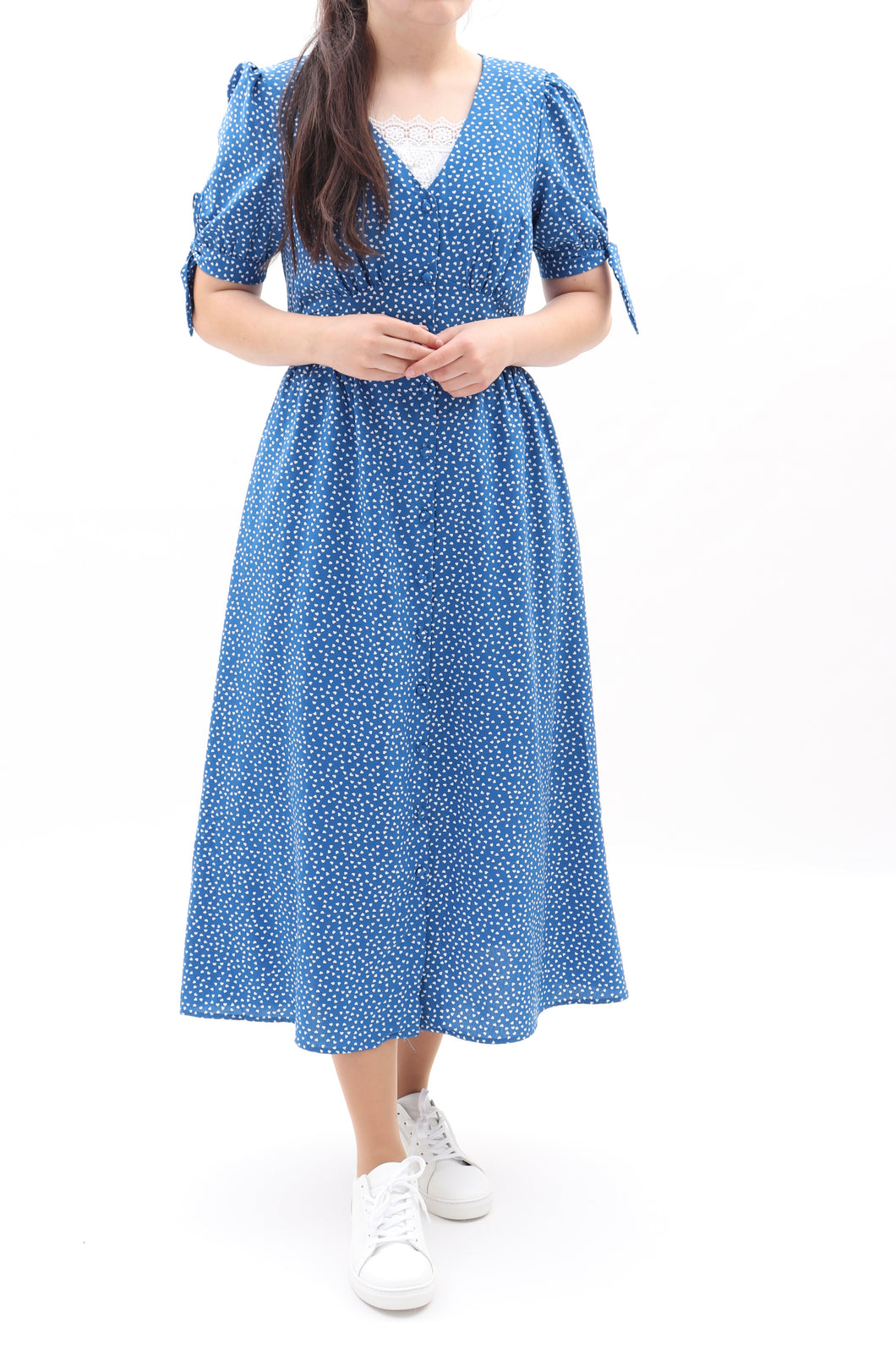 Midikleid Herzprint mit Knopfleiste