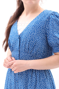 Midikleid Herzprint mit Knopfleiste
