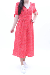 Midikleid Herzprint mit Knopfleiste