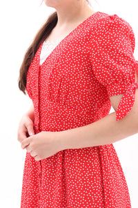 Midikleid Herzprint mit Knopfleiste