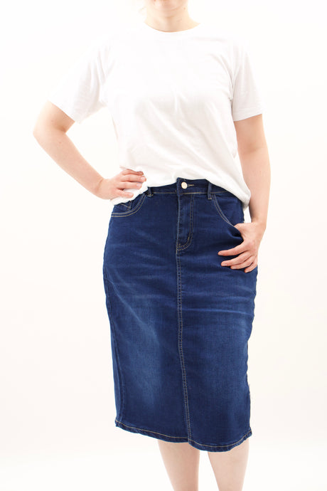Klassischer Jeansrock Dunkelblau Gr. 40+