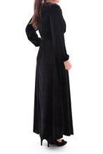 Laden Sie das Bild in den Galerie-Viewer, Festliches Samtkleid Maxikleid Wickelkleid Schwarz ONESIZE