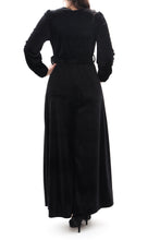Laden Sie das Bild in den Galerie-Viewer, Festliches Samtkleid Maxikleid Wickelkleid Schwarz ONESIZE