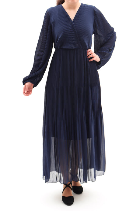 Festliches Plisseekleid Maxikleid in Marineblau