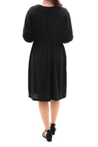 40+ Festliches Kleid Wickeloptik Schwarz