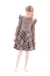 Sweatkleid mit Karomuster Beige