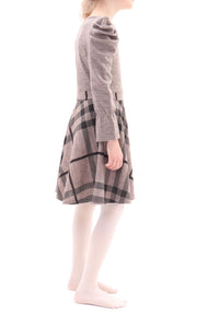 Sweatkleid mit Karomuster Beige