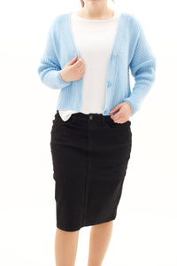 Kurzer Cardigan Strick Himmelblau