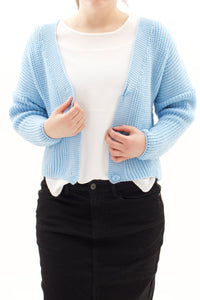 Kurzer Cardigan Strick Himmelblau