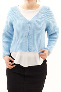 Kurzer Cardigan Strick Himmelblau