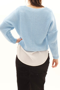 Kurzer Cardigan Strick Himmelblau