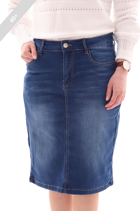 Klassischer Jeansrock Blau Gr. 40+